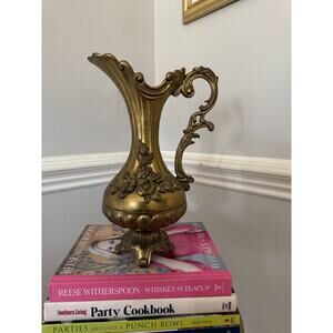 Vintage EALES 1779 Silverplated Ewer Pitcher Vase 11.5” Floral Footed Handle